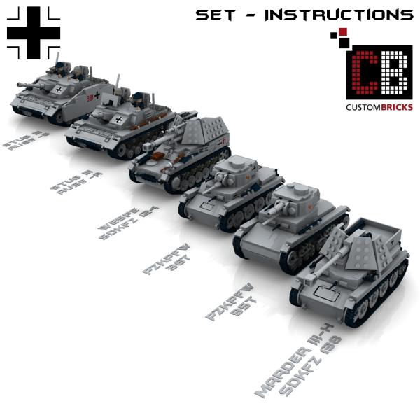 Custom WW2 german Tank Set 2 - T35, T38, Marder, Wespe, Stug 3A and 3G