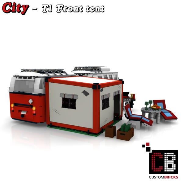 Custom T1 front tent with barbecue and seating