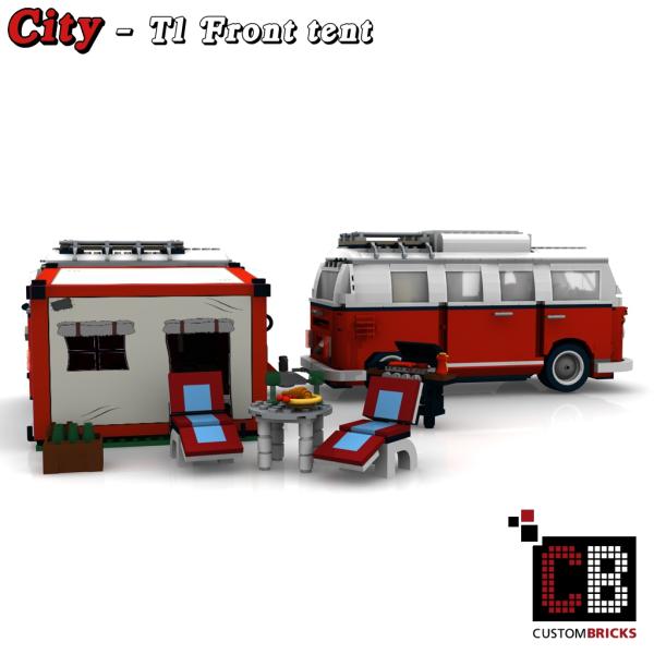 Custom T1 front tent with barbecue and seating