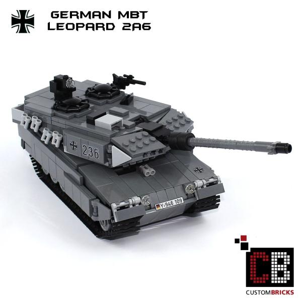 CUSTOMBRICKS CUSTOM MBT Leopard2 A6 Tank with 2 Soldiers made