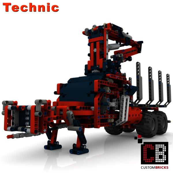 Custom 42054 2-axle trailer with forestry crane