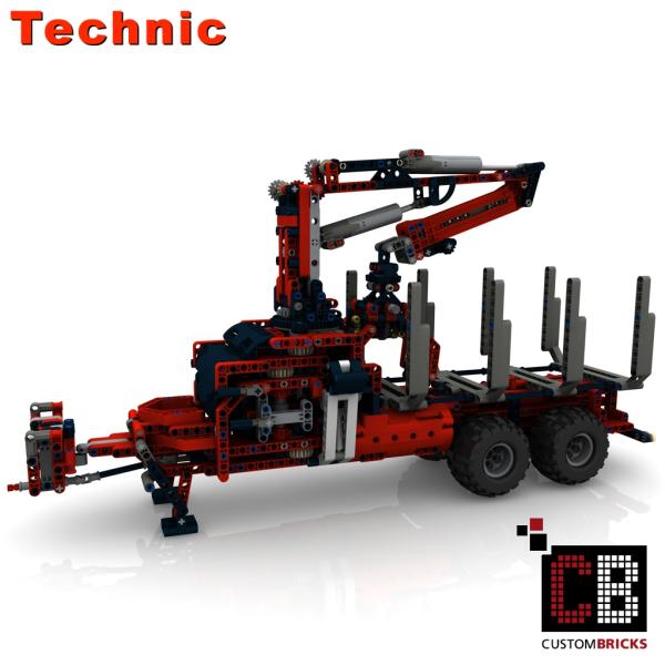 Custom 42054 2-axle trailer with forestry crane