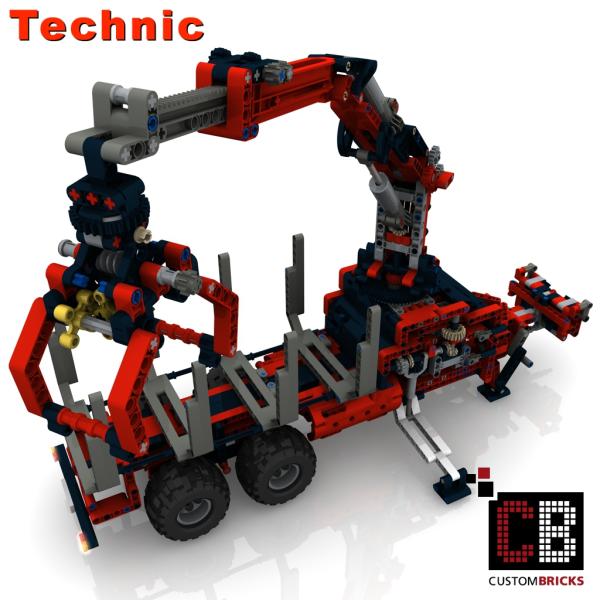 Custom 42054 2-axle trailer with forestry crane