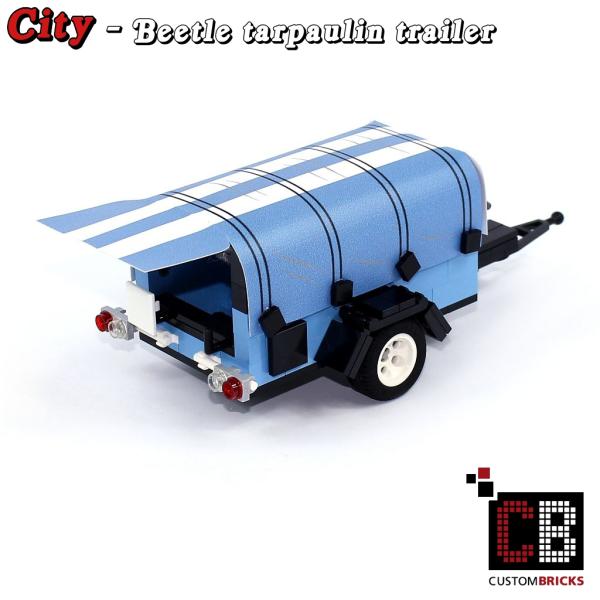 Luggage trailer with tarpaulin - blue - made of LEGO® bricks