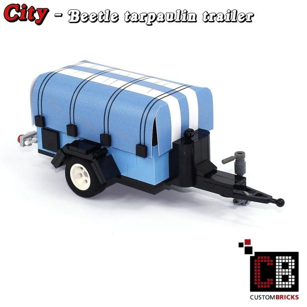 Luggage trailer with tarpaulin - blue - made of LEGO® bricks