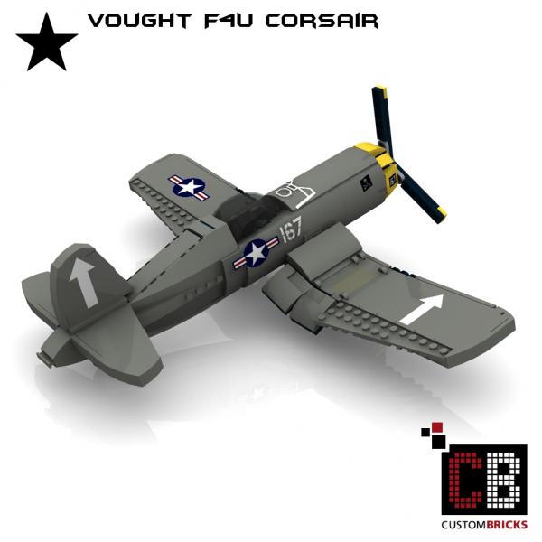 CB Bauanleitung WW2 WWII Warplane Vought F4u Corsair BLUE MOC für LEGO® Steine 