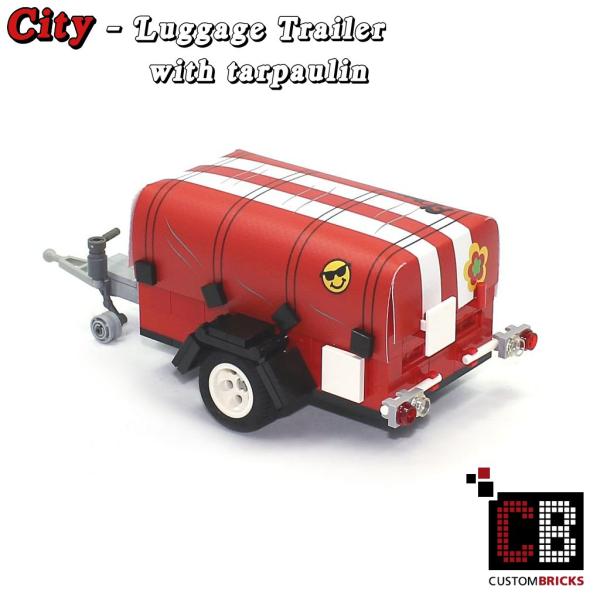 Gepäckanhänger T1 mit Plane - rot - aus LEGO® Steinen