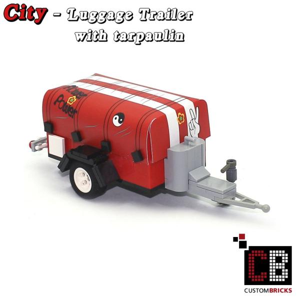 Gepäckanhänger T1 mit Plane - rot - aus LEGO® Steinen
