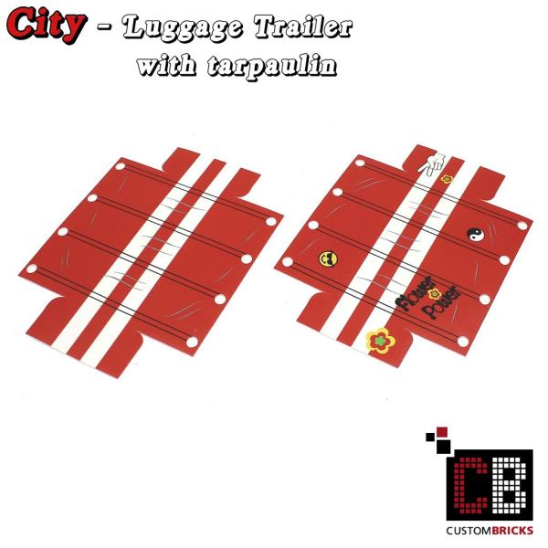 Gepäckanhänger T1 mit Plane - rot - aus LEGO® Steinen
