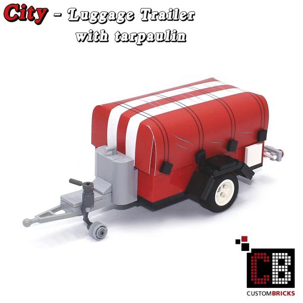 Gepäckanhänger T1 mit Plane - rot - aus LEGO® Steinen