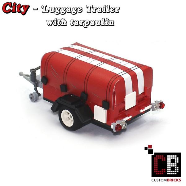 Gepäckanhänger T1 mit Plane - rot - aus LEGO® Steinen