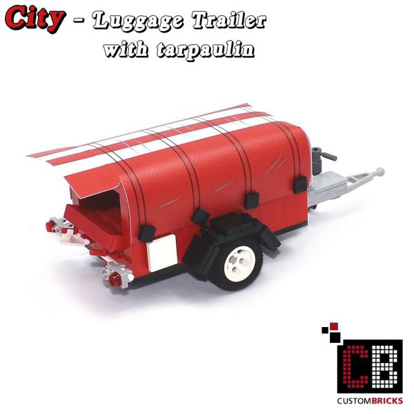 Gepäckanhänger T1 mit Plane - rot - aus LEGO® Steinen