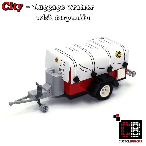 Luggage trailer T1 with tarpaulin - white - made of LEGO® bricks