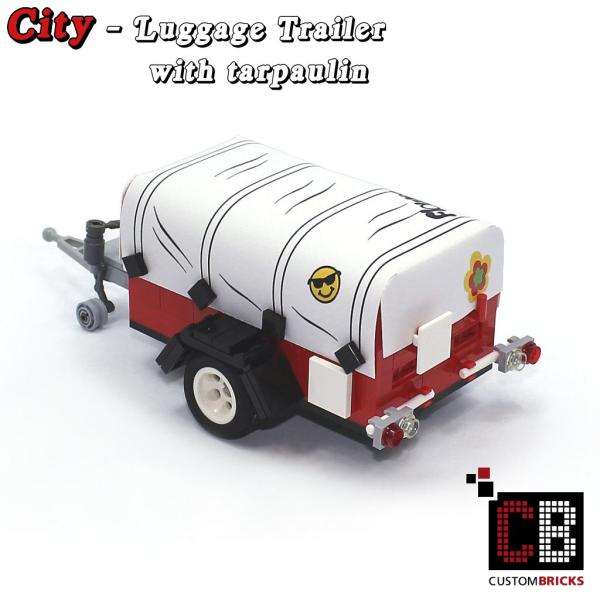 Luggage trailer T1 with tarpaulin - white - made of LEGO® bricks