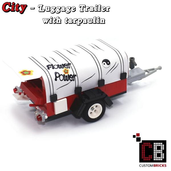 Luggage trailer T1 with tarpaulin - white - made of LEGO® bricks