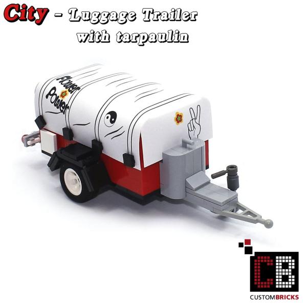 Luggage trailer T1 with tarpaulin - white - made of LEGO® bricks