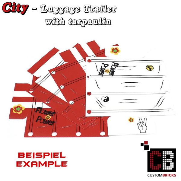 Luggage trailer T1 with tarpaulin - white - made of LEGO® bricks