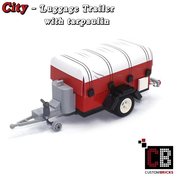 Luggage trailer T1 with tarpaulin - white - made of LEGO® bricks