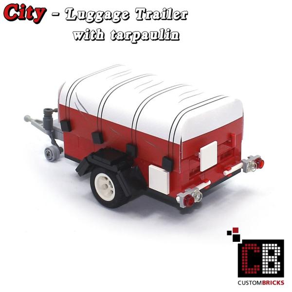 Luggage trailer T1 with tarpaulin - white - made of LEGO® bricks