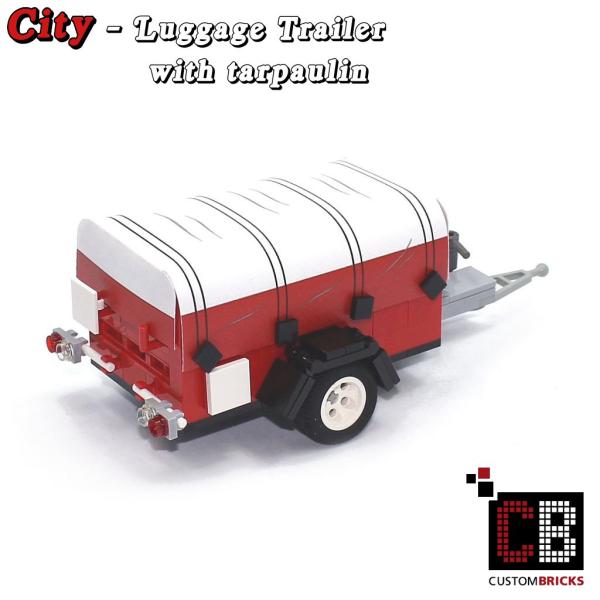 Luggage trailer T1 with tarpaulin - white - made of LEGO® bricks