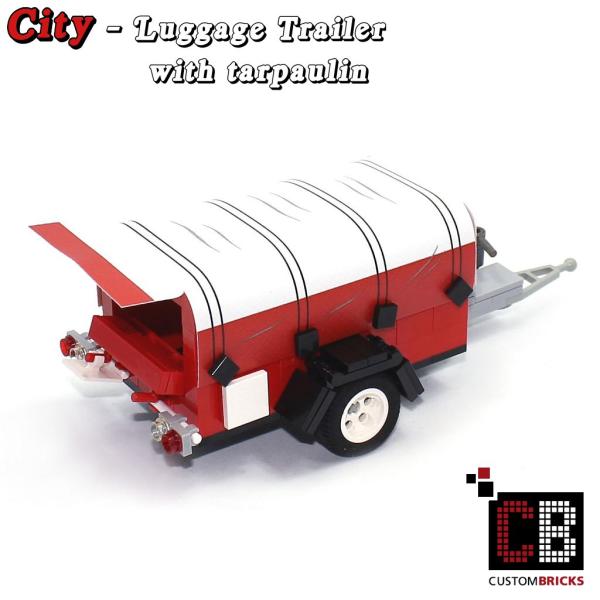 Luggage trailer T1 with tarpaulin - white - made of LEGO® bricks