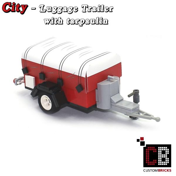 Luggage trailer T1 with tarpaulin - white - made of LEGO® bricks