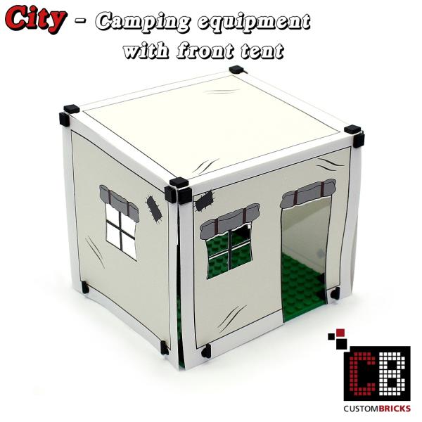 T1 front tent with barbecue and accessories - white - from LEGO® bricks