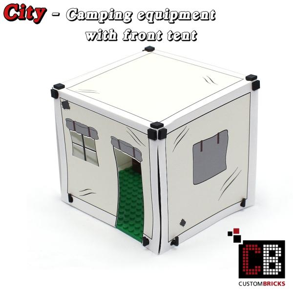 T1 front tent with barbecue and accessories - white - from LEGO® bricks