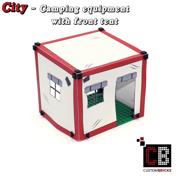 T1 front tent with barbecue and accessories - red - from LEGO® bricks