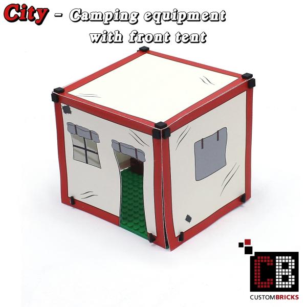 T1 front tent with barbecue and accessories - red - from LEGO® bricks