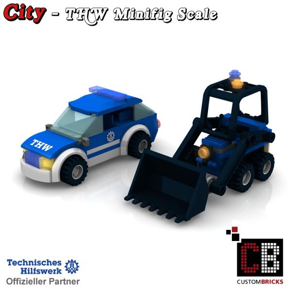 Custom THW Modell - Minibagger mit Personenkraftwagen