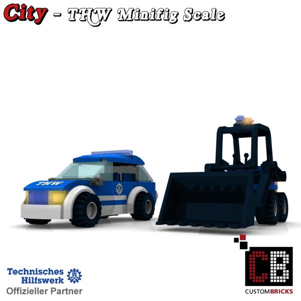 Custom THW Modell - Minibagger mit Personenkraftwagen