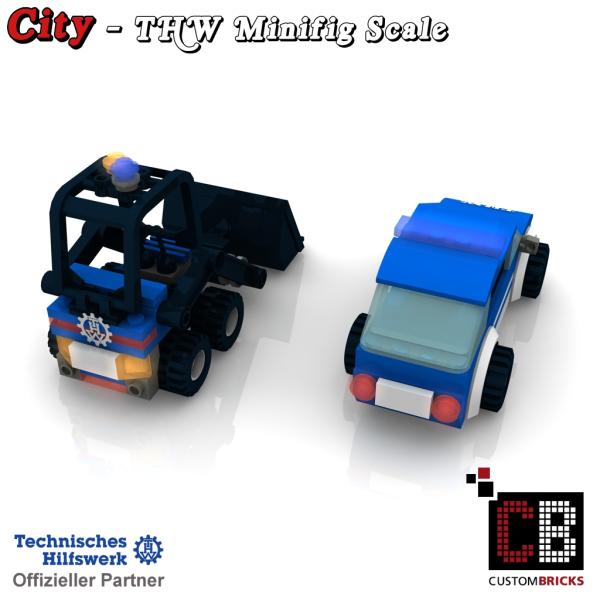 Custom THW Modell - Minibagger mit Personenkraftwagen
