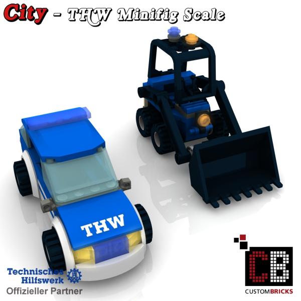 Custom THW Modell - Minibagger mit Personenkraftwagen