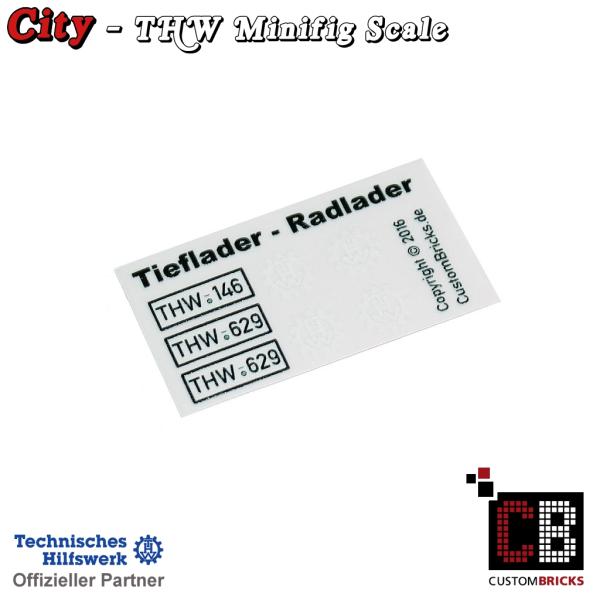 Custom Sticker - THW Modell Tieflader mit Radlader