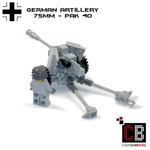 CUSTOM WW2 Pak 40 with soldier made of LEGO® bricks