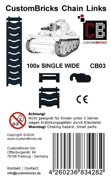 CustomBricks Kettenglieder - 100x Single Wide