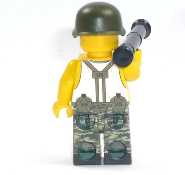 CustomBricks US GI  Soldat mit Bazooka  aus LEGO Teilen mit hochwertigem Druck