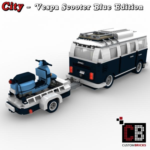 Custom T1-Bus trailer with scooter - Blue Edition
