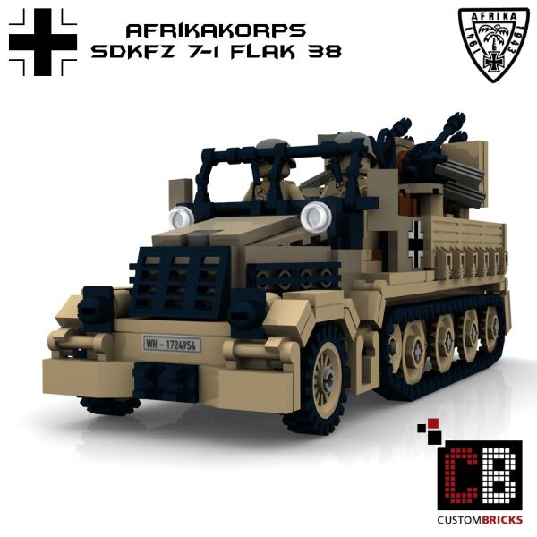 Custom WW2 Afrikakorps SdKfz 7-1 - 20mm Flak 38 Flakvierling