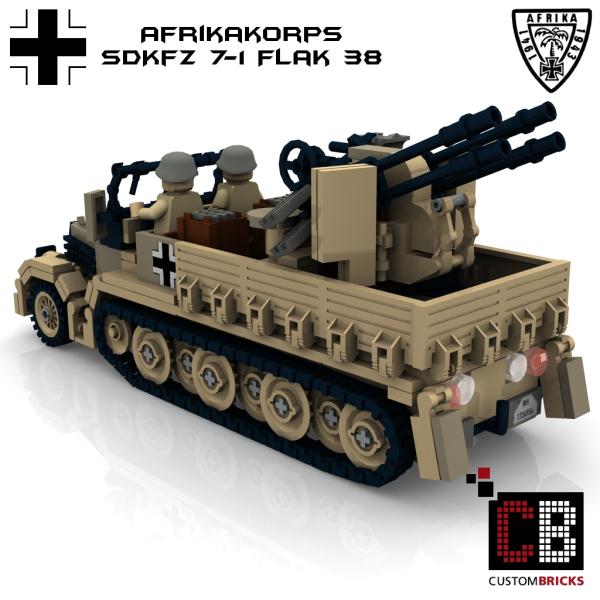 Custom WW2 Afrikakorps SdKfz 7-1 - 20mm Flak 38 Flakvierling