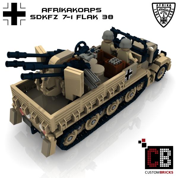 Custom WW2 Afrikakorps SdKfz 7-1 - 20mm Flak 38 Flakvierling