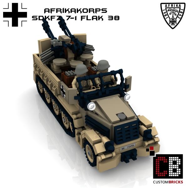 Custom WW2 Afrikakorps SdKfz 7-1 - 20mm Flak 38 Flakvierling
