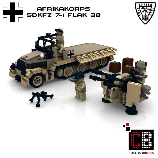Custom WW2 Afrikakorps SdKfz 7-1 - 20mm Flak 38 Flakvierling