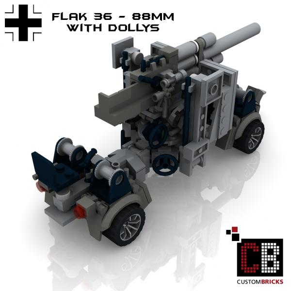 Complete Set Made With Real Lego Forest Camo Ww2 German Pak36 Anti-tank Gun 