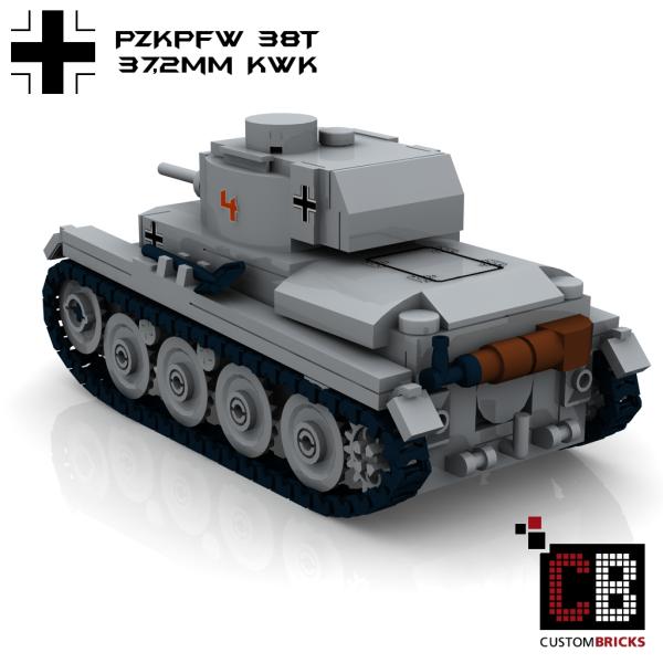 CUSTOMBRICKS Custom WW2 Tank Panzerkampfwagen 38T WWII