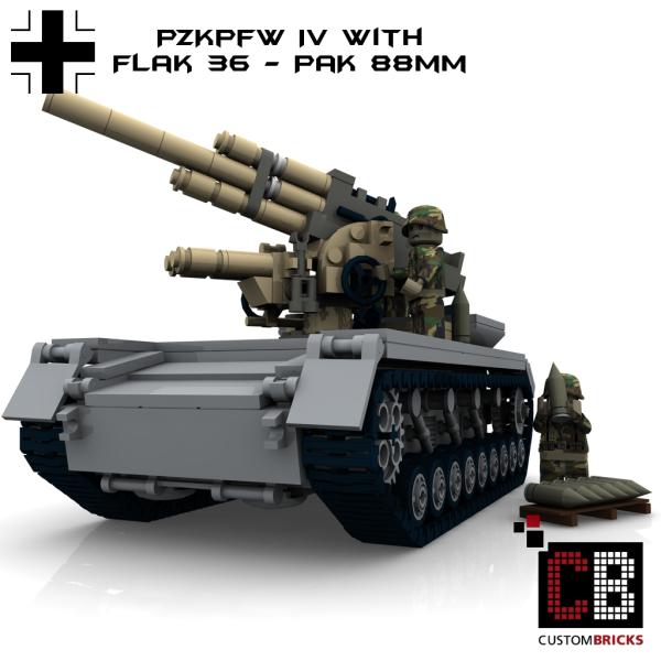Custom WW2 Tank 4 PzKpfw IV with PAK 88 Gun