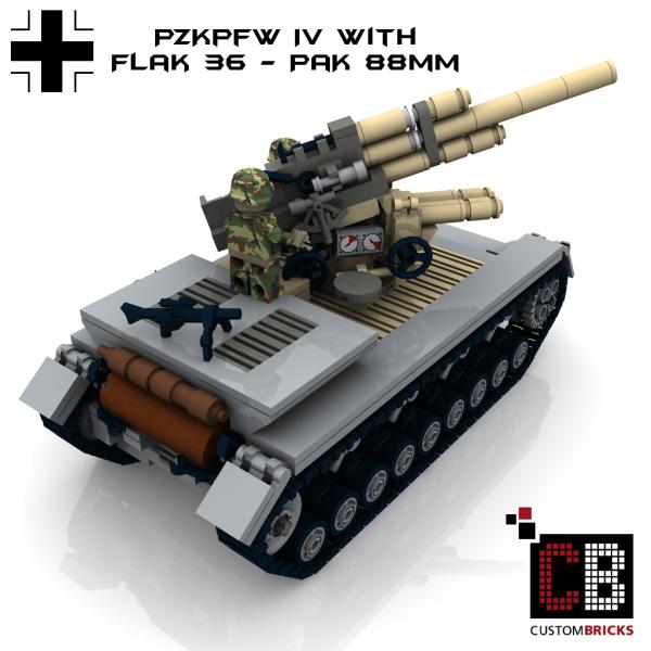 Custom WW2 Tank 4 PzKpfw IV with PAK 88 Gun