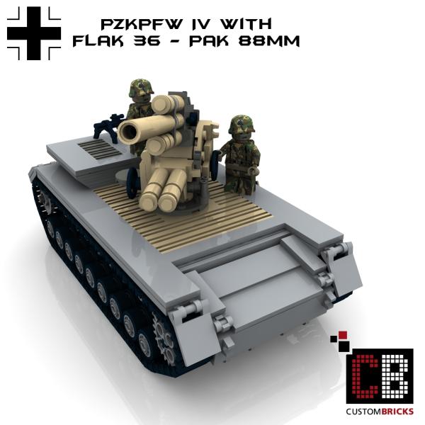 Custom WW2 Tank 4 PzKpfw IV with PAK 88 Gun