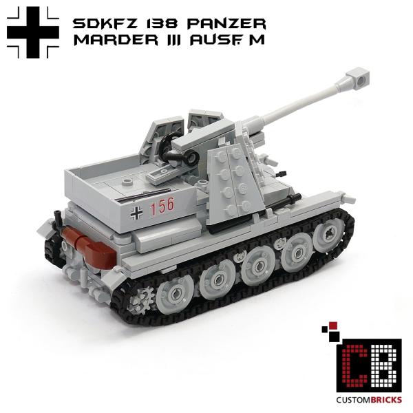 CUSTOM WW2 Tank Marder III Ausf.M with soldier out of LEGO® bricks